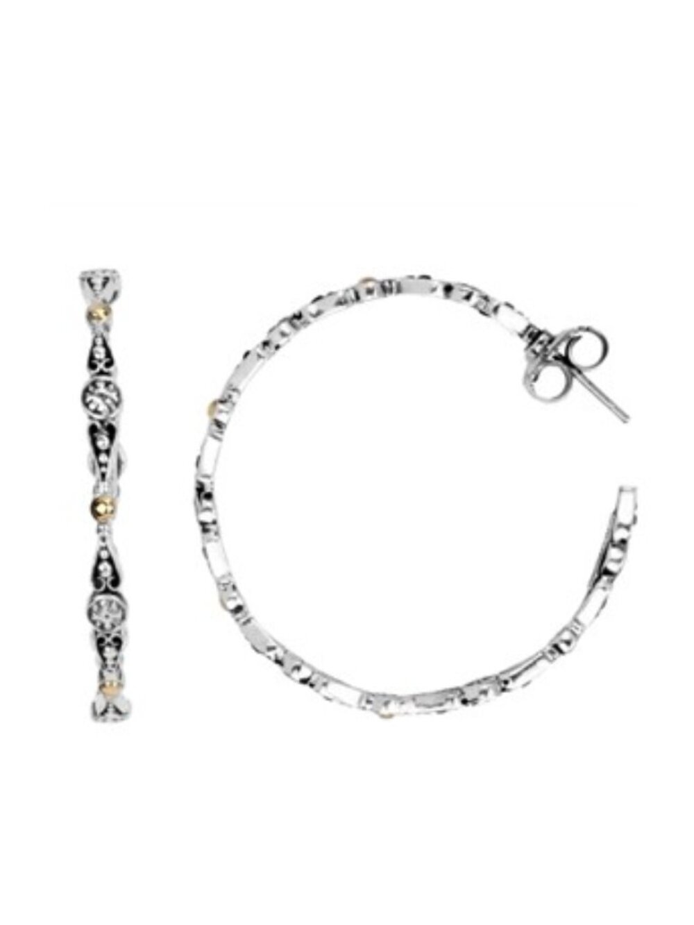 Konstantino Silver and Gold Large Hoop Earraings
